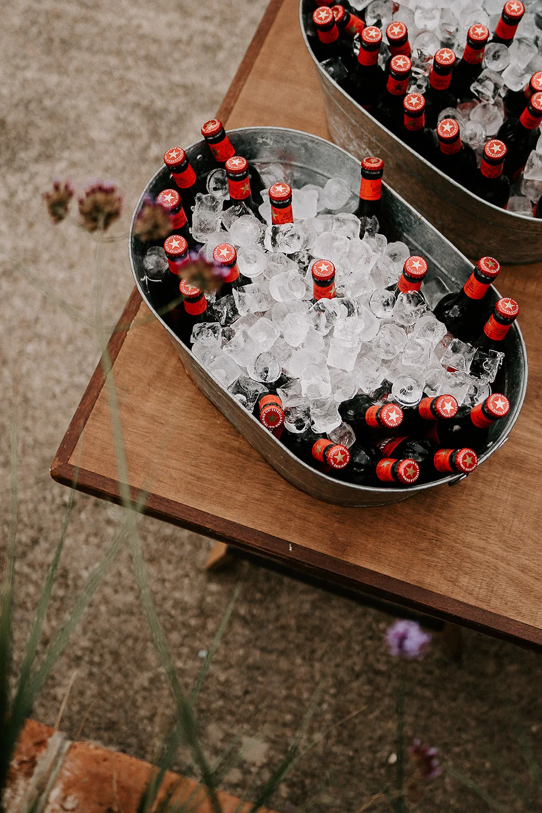 Beer bottles on ice