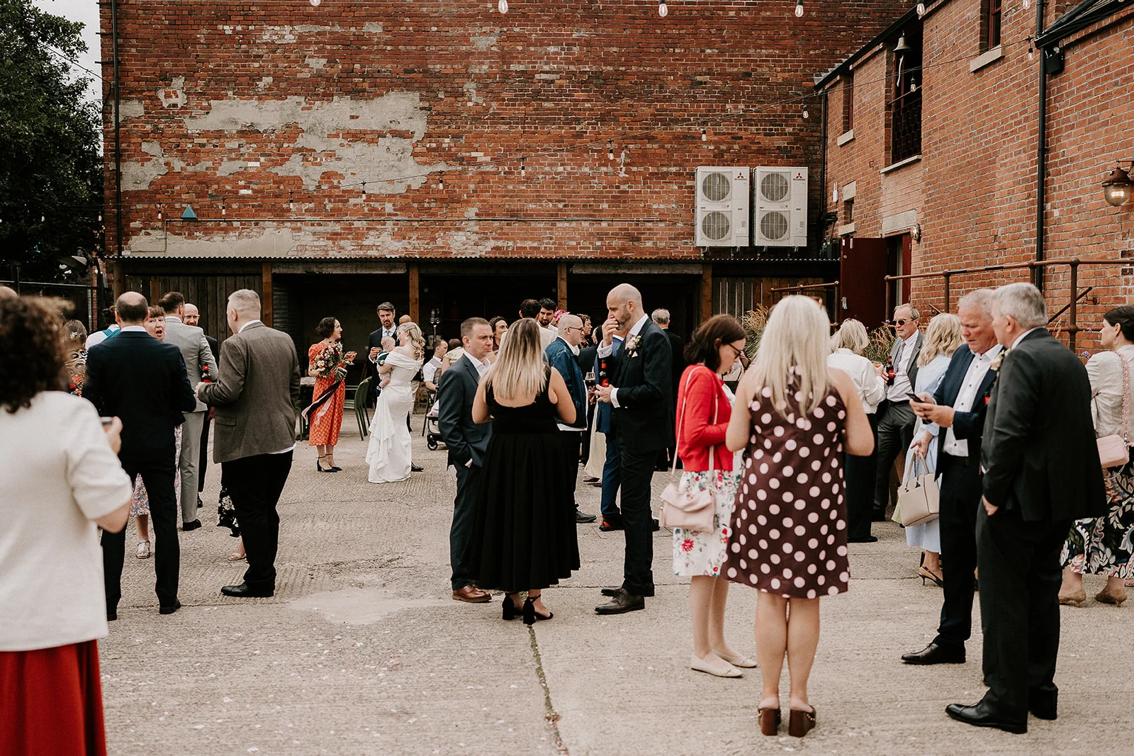 Chatting in the courtyard