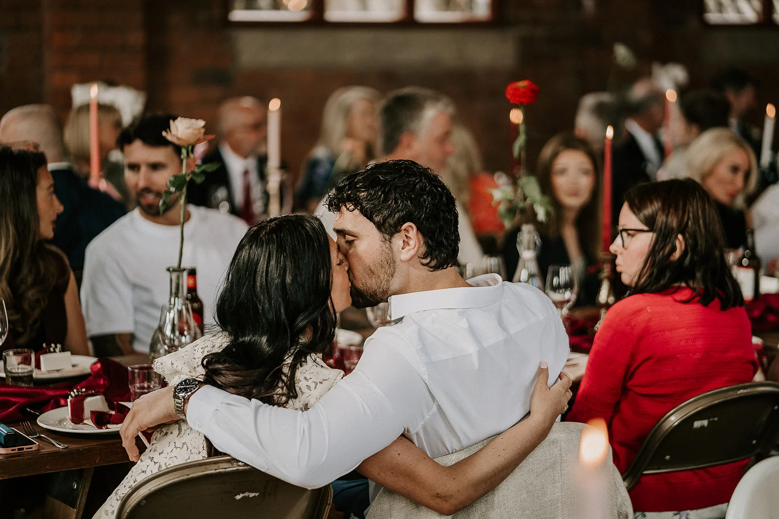 A kiss at dinner
