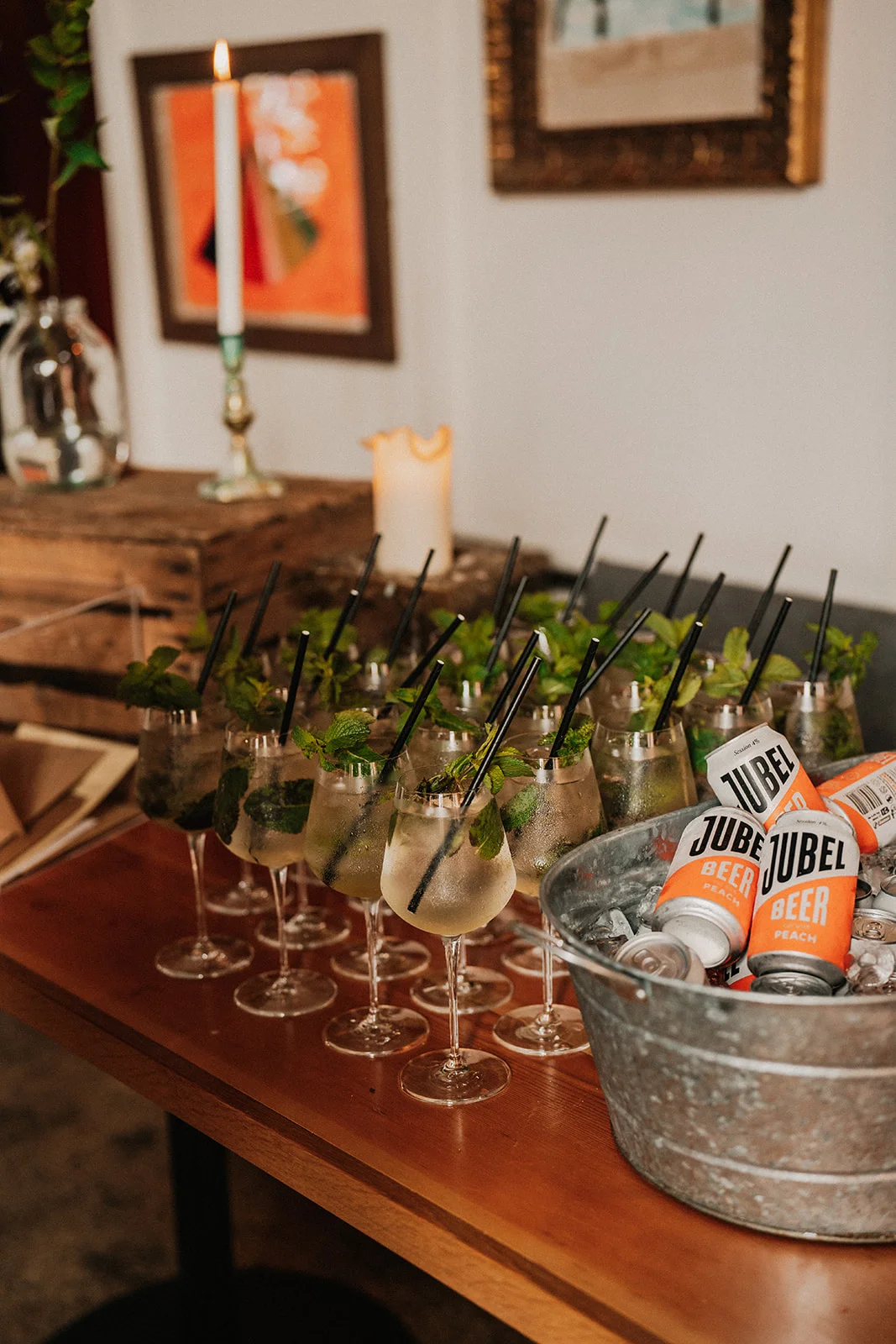 The drinks waiting for the wedding party