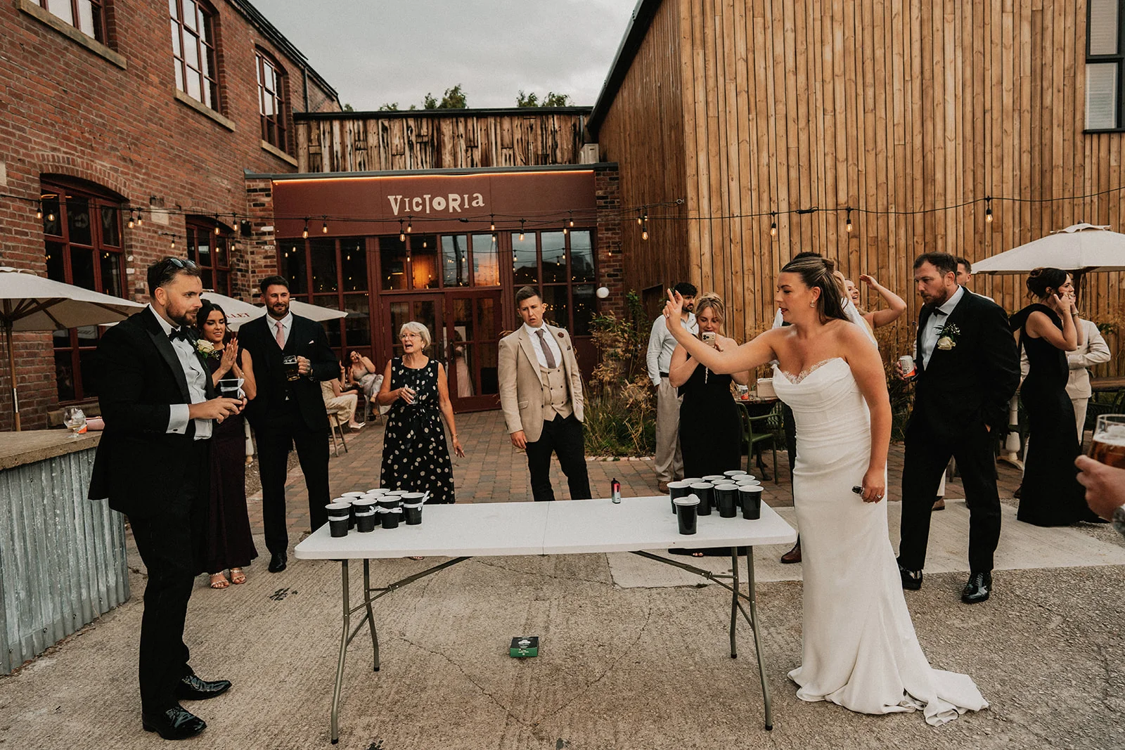 Beer pong in the yard