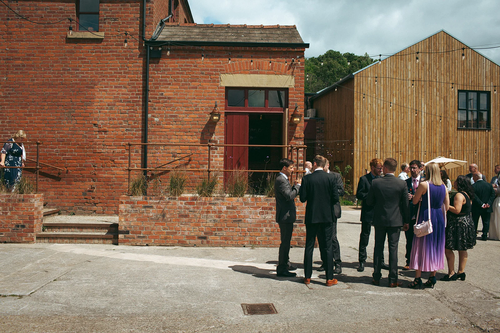 Chatting in the courtyard