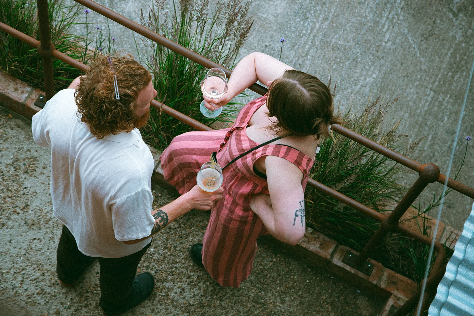Drinks and chats in the courtyard