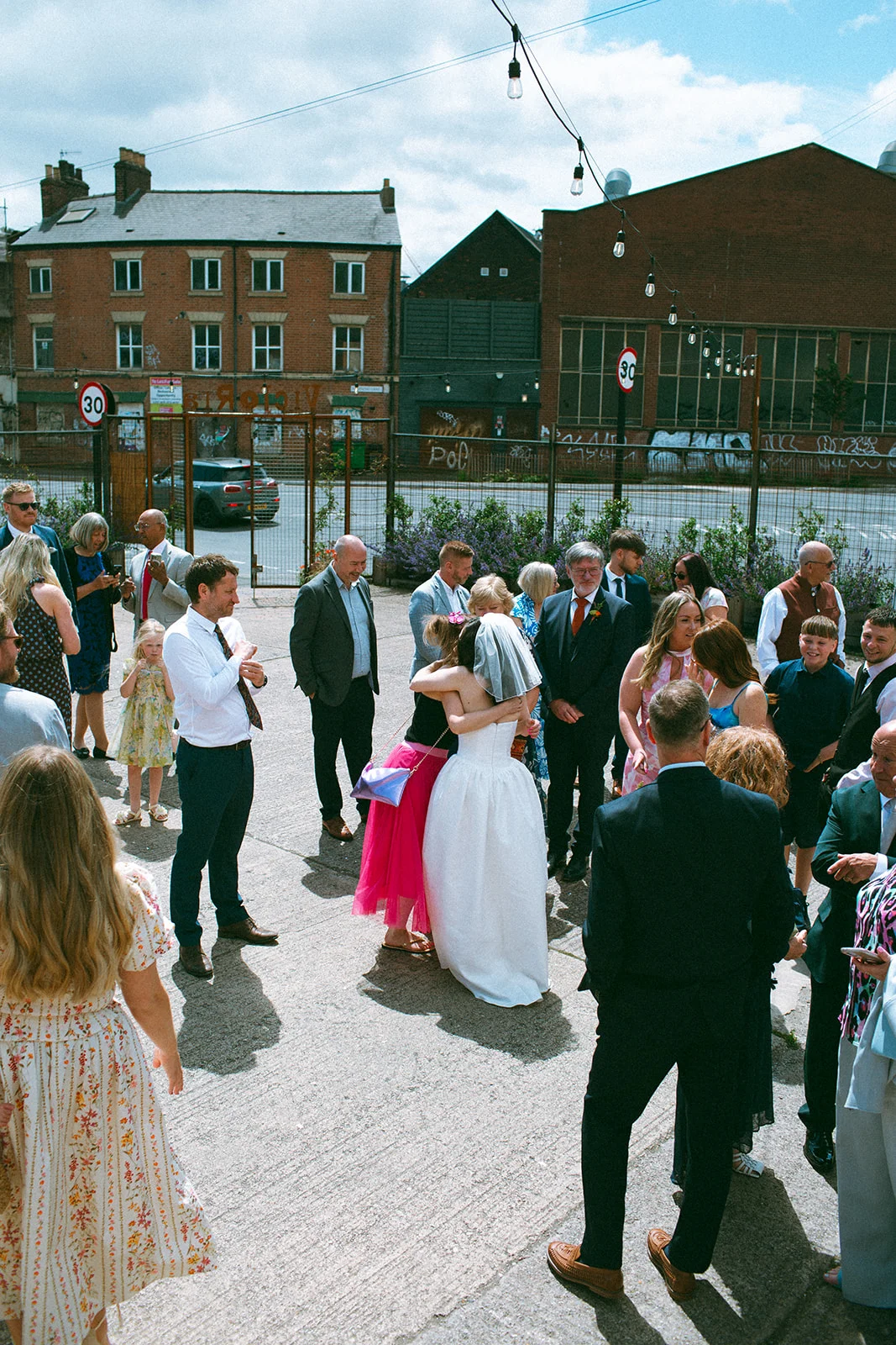 Hugs in the courtyard